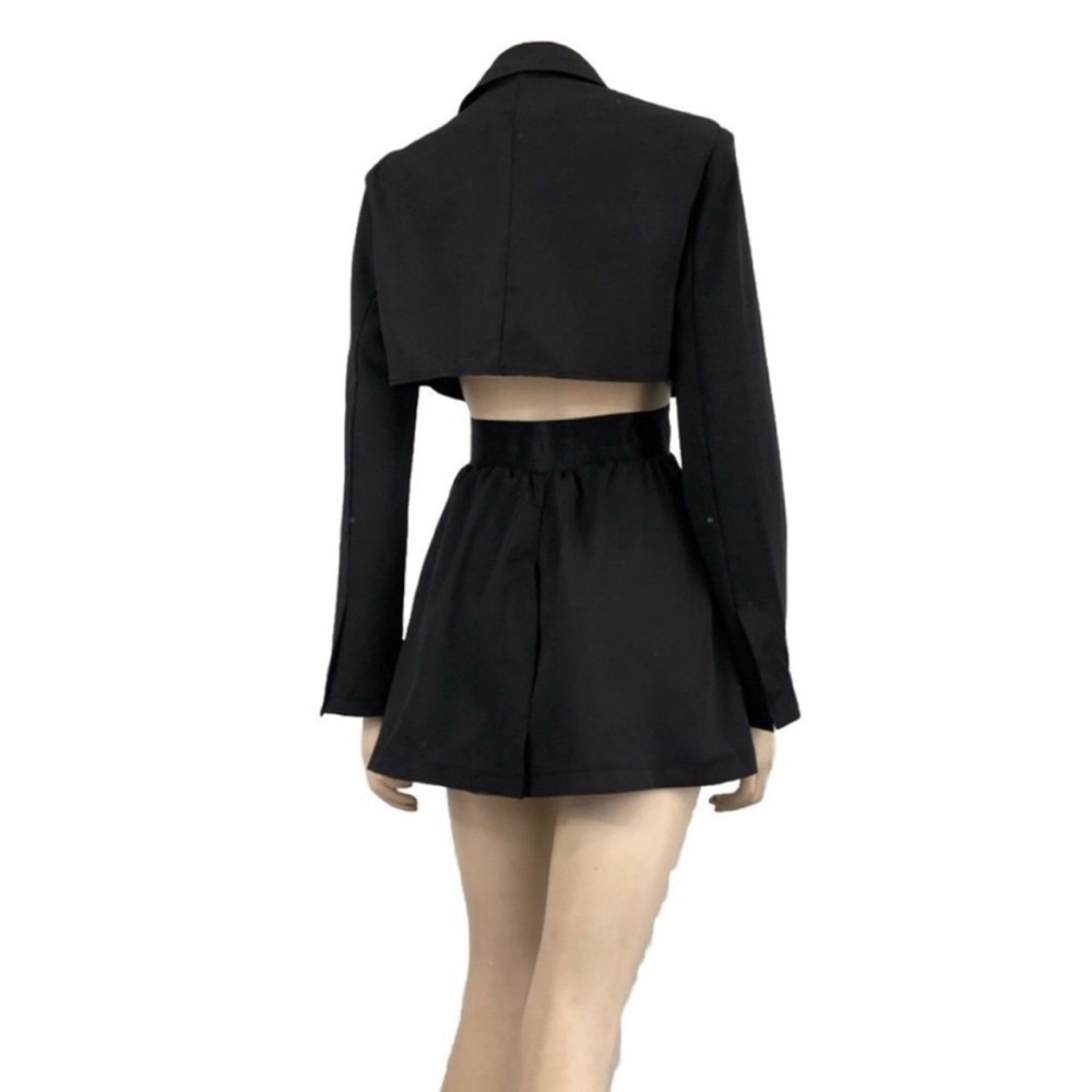 YOYOUKE blazer/dress long sleeve button front open back black